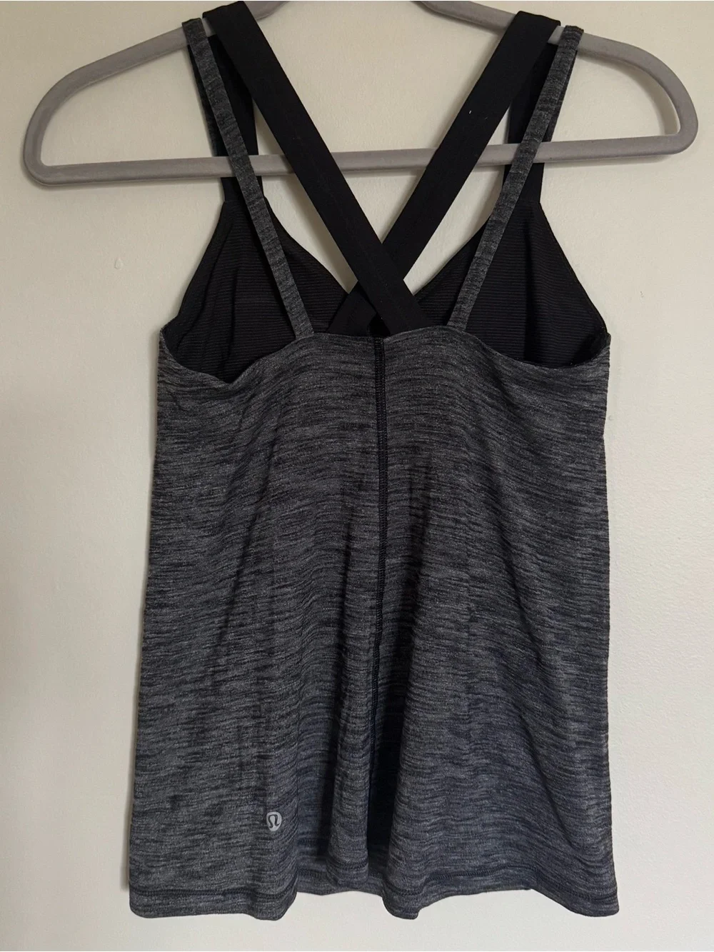 Lululemon Run For The Gold Tank Top Black Heathered Gray Bra Women’s Size 6